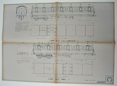 Reproduktion Diagramm von LSWR 46/43 FT 1./ 2. Reisezugwagen SW Kreis 1970