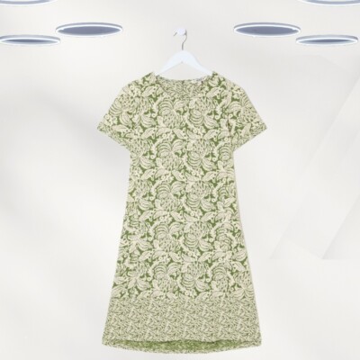 Ex Fat Face Women's Short Sleeve Simone Jersey Dress in Green