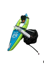 HO SPORTS BEACON INFLATABLE KAYAK W/ HAND PUMP / PADDLE / & CARRY BAG