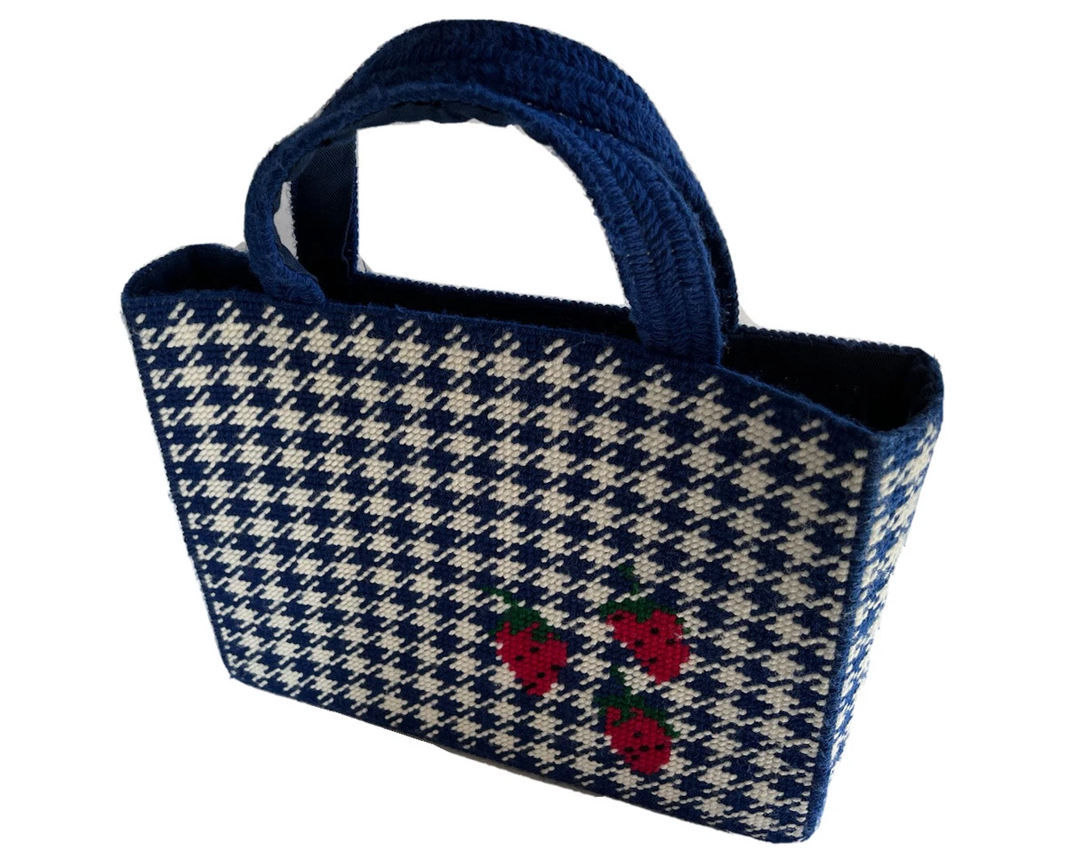 White Checkered Pattern Tote Bag