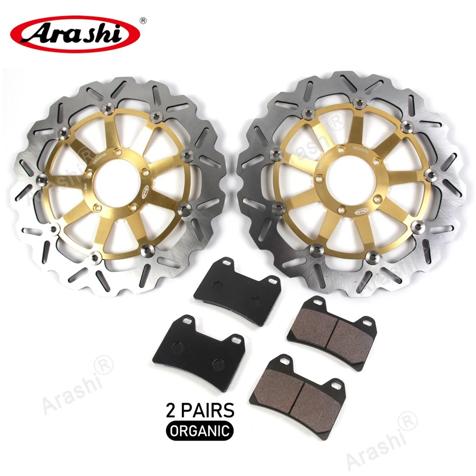 Gold Front Brake Disc Rotor + Organic Brake Pads For Ducati 848 2008 2009 2010 - Image 2 of 4