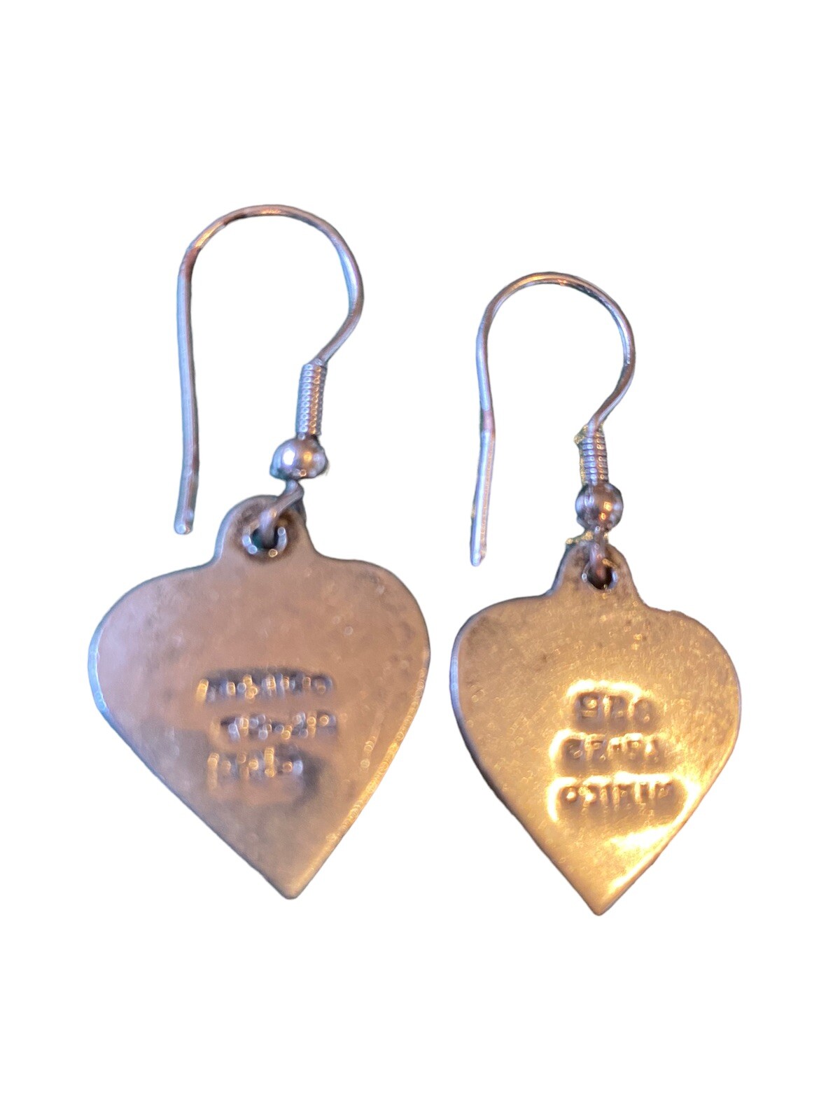 VTG Sterling Silver Solid Heart Dangle Pierced Ea… - image 2