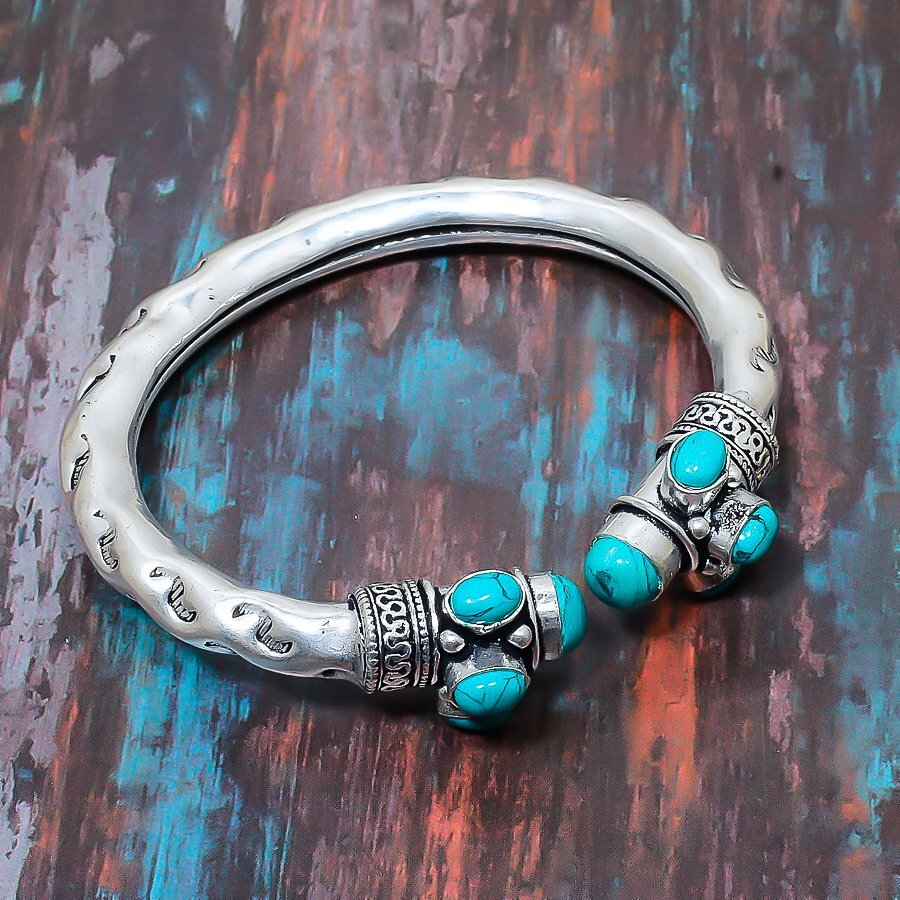 Santa Rosa Turquoise Gemstone Handmade Gift Cuff Bracelet