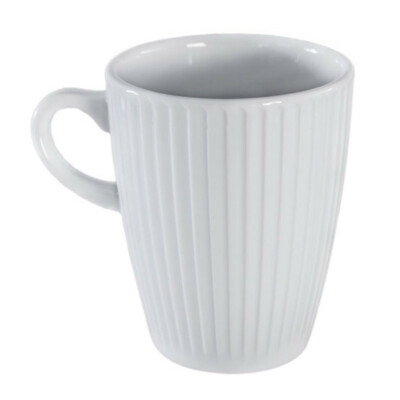 PILLIVUYT FRANCE, PLISSE 4'' WHITE PORCELAIN MUG, 9 OZ, NEW