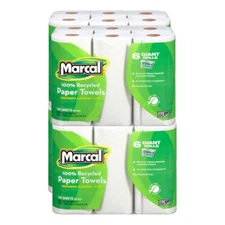 Marcal 100% Recycled Paper Towels, 2-Ply, 140 Sheets, 24 Rolls X Free Shipping!