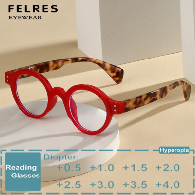 Round Fashion Full Frame Reading Glasses Unisex Anti Blue Light Retro Glasses 