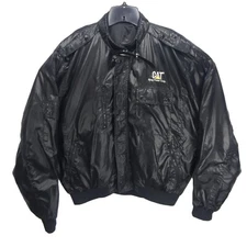Vintage CAT Ring Power Corp Men's Black XL Bomber Jacket MV Sport