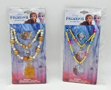 Two Disney Frozen II Anna And Elsa Play Jewelry Necklace Bracelet Ring Sets