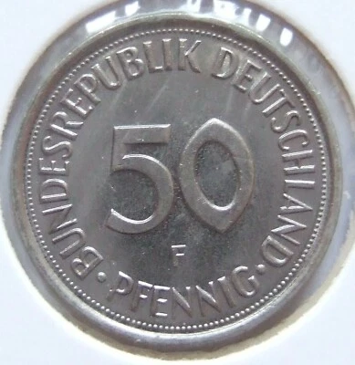 Münze Bundesrepublik Deutschland 50 Pfennig 1986 F in fast Stempelglanz - Bild 1 von 2