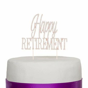 Happy Retirement Rhinestone Cake Topper Retirement Party Supplies