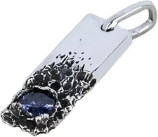 Natural Blue Sapphire Men's Pendant 925 Sterling Silver Jewelry Gift
