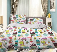 3D Monster Cartoon Kids Quilt Cover Set Duvet Cover Bedding Pillowcases
