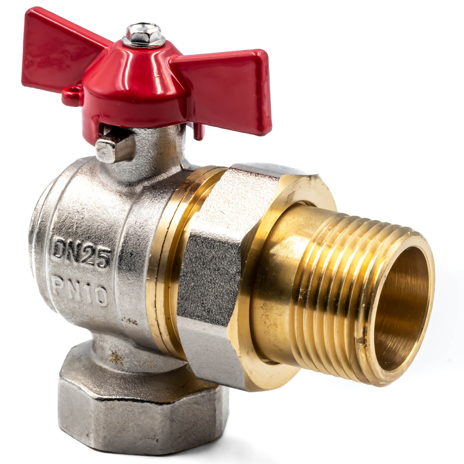 Konst-Install Kugelhahn Messing 1 1/2 Zoll (44,9 Mm) Mit Rotem Hebelgriff – Innen- Zu Innen-Gewinde, Absperr- Und Auslaufhahn Für Wasser, Heizung & Mehr, Bis 30 Bar