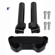 Black 6" Handlebar Risers Top Clamp For Harley 1" Bar Softail Sportster XL V-Rod