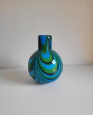Vintage Italian Mint Blue & Green Murano Glass Vase by Carlo Moretti, Italy 1970