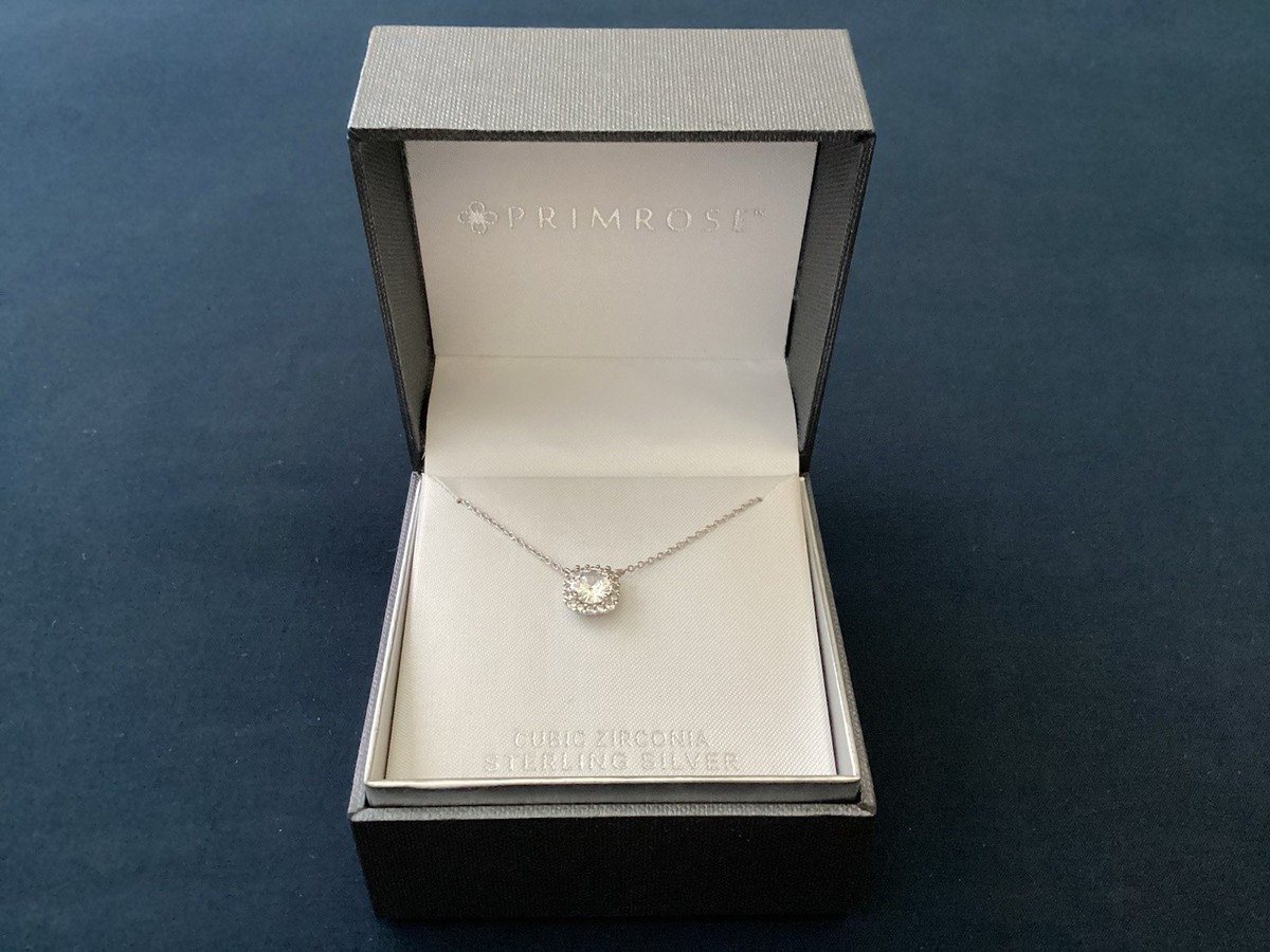 PRIMROSE-KOHL'S 327-50-50 NK SQR RND CZ18 STERLING SILVER/CUBIC
