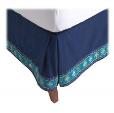Tommy Hilfiger TWIN BEDSKIRT ~ Dharma 100% Cotton Navy w/ Bohemian Edge ~ NEW