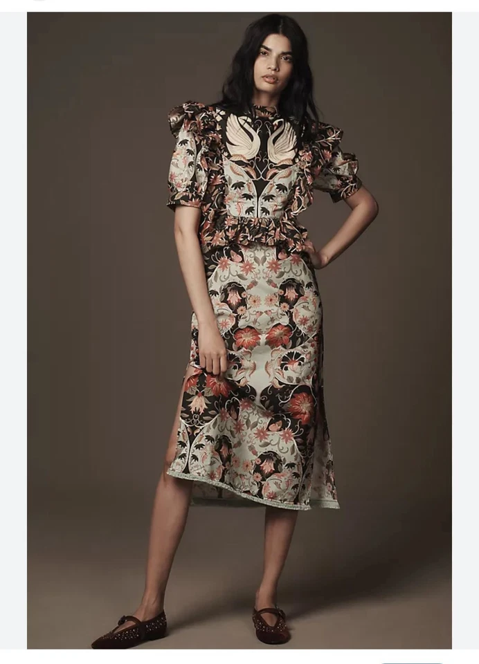 PRECIO REBAJADO! Vestido midi Anthro Farm Rio Flowing Beauty SS NUEVO CON ETIQUETAS Foto 2 de 4