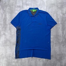 Y2K Blue Hugo Boss Logo Monogram Polo Shirt