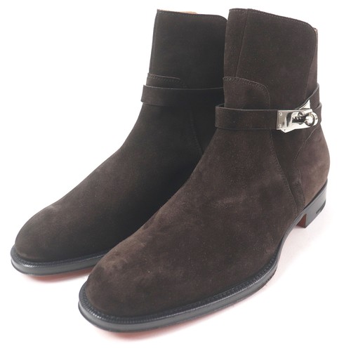 Pristine HERMES boots Fortune  Ankle Boots Short Boots Dark brown Suede leather