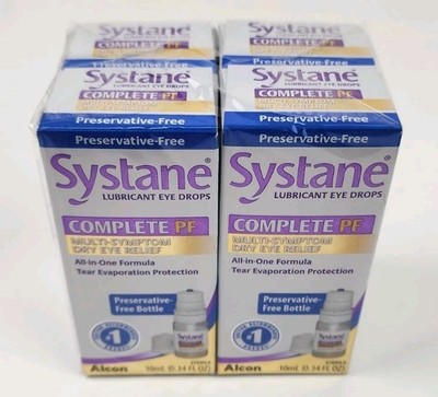 PRESERVATIVE FREE! 4 Box Systane COMPLETE PF Eye Drops 0.34oz 10mL EXP 03/2028