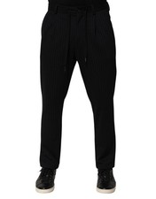 Dolce & Gabbana Black Stripes Viscose Skinny Dress Men Men's Pants Authentic