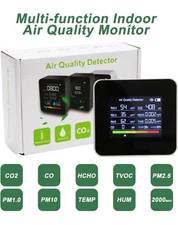 Air Quality Monitor, Accurate Tester for CO2 HCHO TVOC PM2.5/PM10, Multifunction