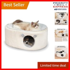 Stylish Cat Hideaway Bed with Removable Washable Cover - White Large Oasis