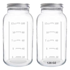 eleganttime 128 oz Mason Jars Extra Wide Mouth 2 Pack, 1 Gallon Glass Large J...
