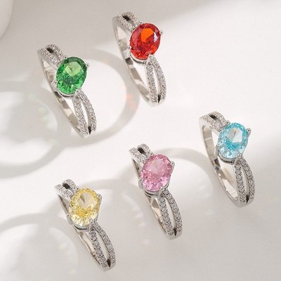 Certified 1.5ct Oval Lab Grown Ruby Emerald Pink Diamond Ring, 18K Gold Vermeil