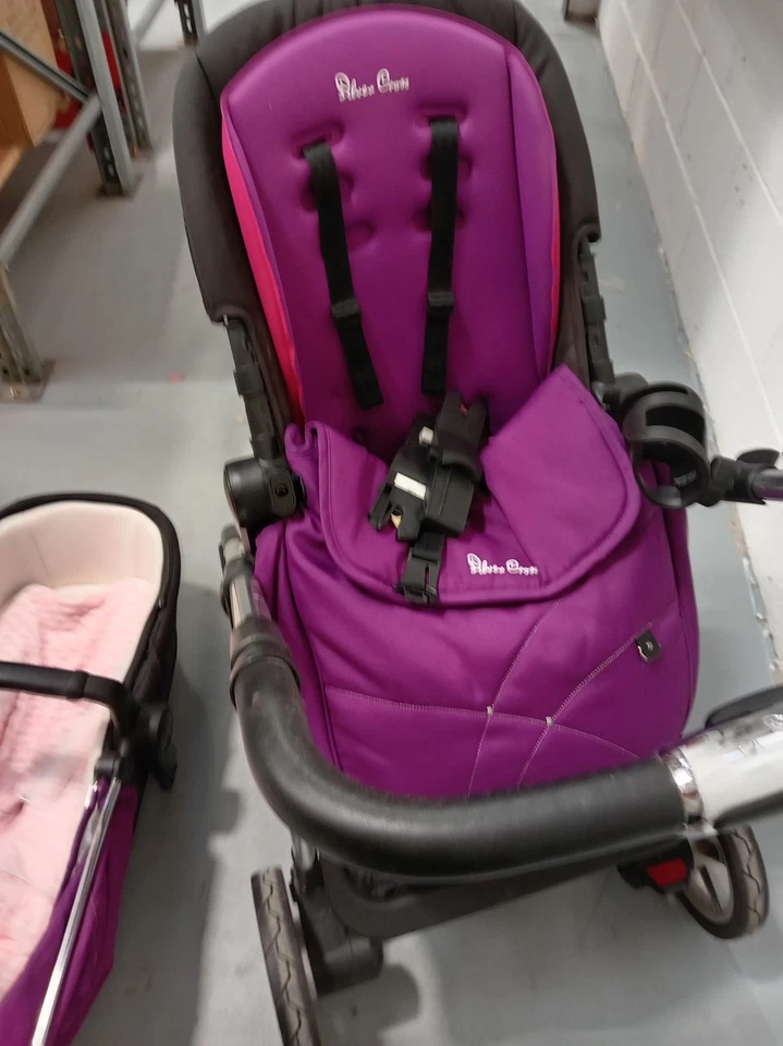 Silver Cross 2-in-1 Pram and Pushchair Bundle Purple and Black Used - Image 3 of 4