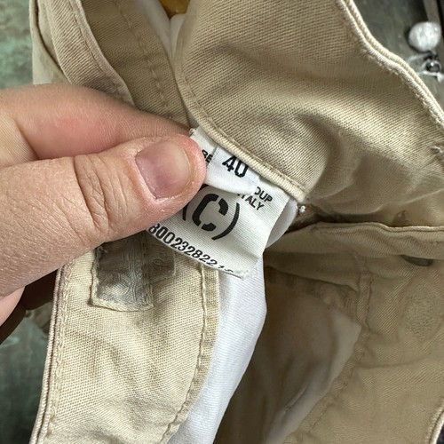 Pantalones de mezclilla cerrados para mujer talla 40 EE. UU. 24" cintura beige pierna cónica pedal empujador - Imagen 10 de 10