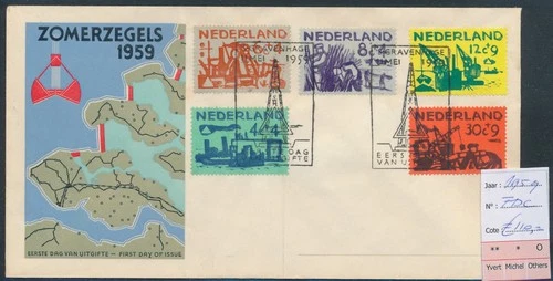 LS74649 Netherlands 1959 summer stamps cv 110 EUR FDC used