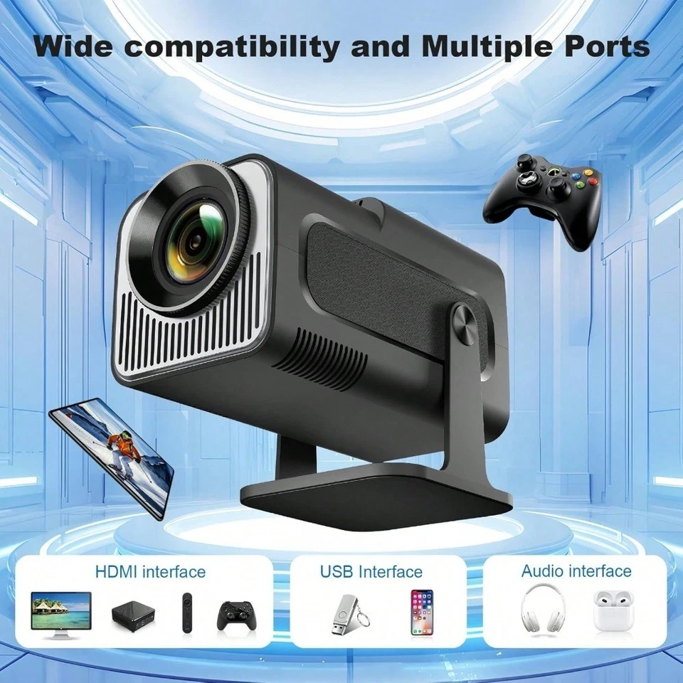 4K Mini Projector LED 1080P WiFi 5G Bluetooth UHD Portable Home Video Projector - Image 4 of 4