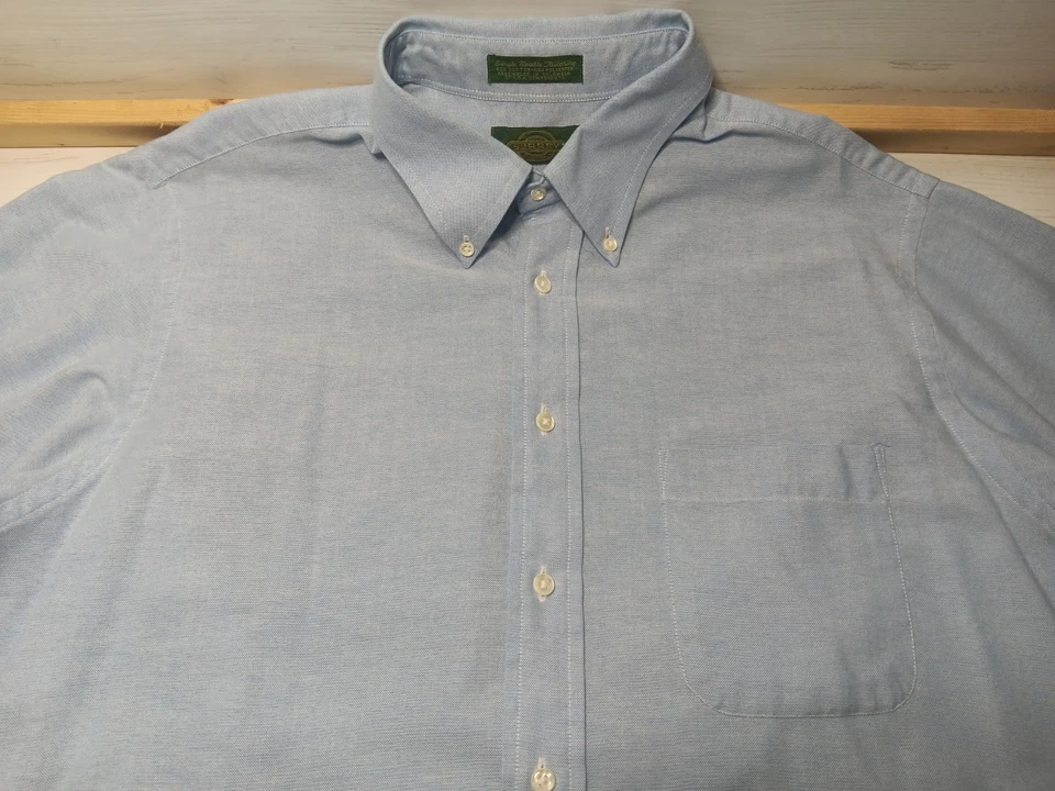 Oxford vintage Surrey 17 (34/35) azul con botones manga larga aguja única  Foto 3 de 4