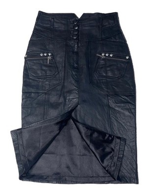 Einzigartiger Nobel Echleder Rock High Waist Walter 34 36 schwarz Lederrock 