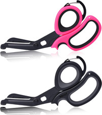 2 Pack Medical Scissors Trauma Shears with Carabiner Design, 7.5" Fluoride Coate