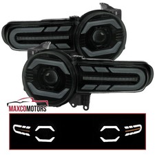 Black Smoke Projector Headlights Fits 2007-2014 Fj Cruiser Led Sequential Signal