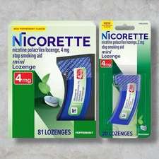 101 Nicorette Mini Nicotine Lozenges Stop Smoking Aid 4mg Peppermint Exp-01/27