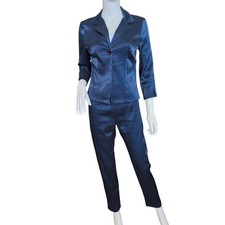 Vintage 90's-Y2K metallic dark blue 2 pc blazer and pant set from Heart Soul