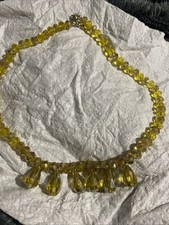 Rare Cut yellow cyrstal glass necklace ,costume jewellery ,193(,Czechoslovakia