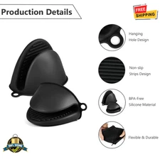 2pcs Heat-Resistant Silicone Gloves - Oven Mitts for Cooking, Baking & BBQ