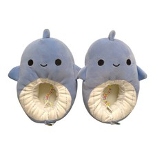 Squishmallows Unisex Youth Slip On Soft Plush Velour Slippers Whale, 6/7 