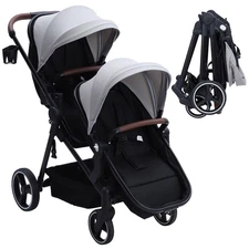 Double Stroller Infant & Toddler,Adjustable Seat, Foldable Twin Stroller Canopy