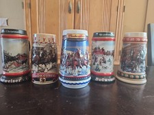 Lot of 5 Budweiser Beer Steins Holiday Series...