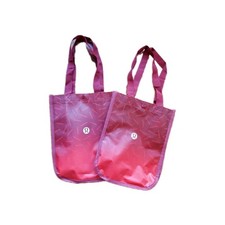 Lululemon Small Red Ombre Logo Reusable Shopping Bag, Set of Two, New