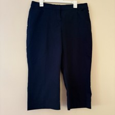 Investments Petites Navy Cropped Dress Pants Workwear Trousers Size 12P Stretch