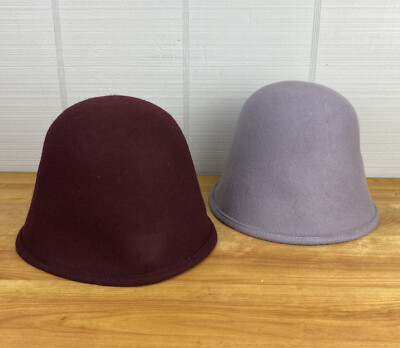Bundle of Felt Cloche Peach Basket Bucket Hats Gray Dark