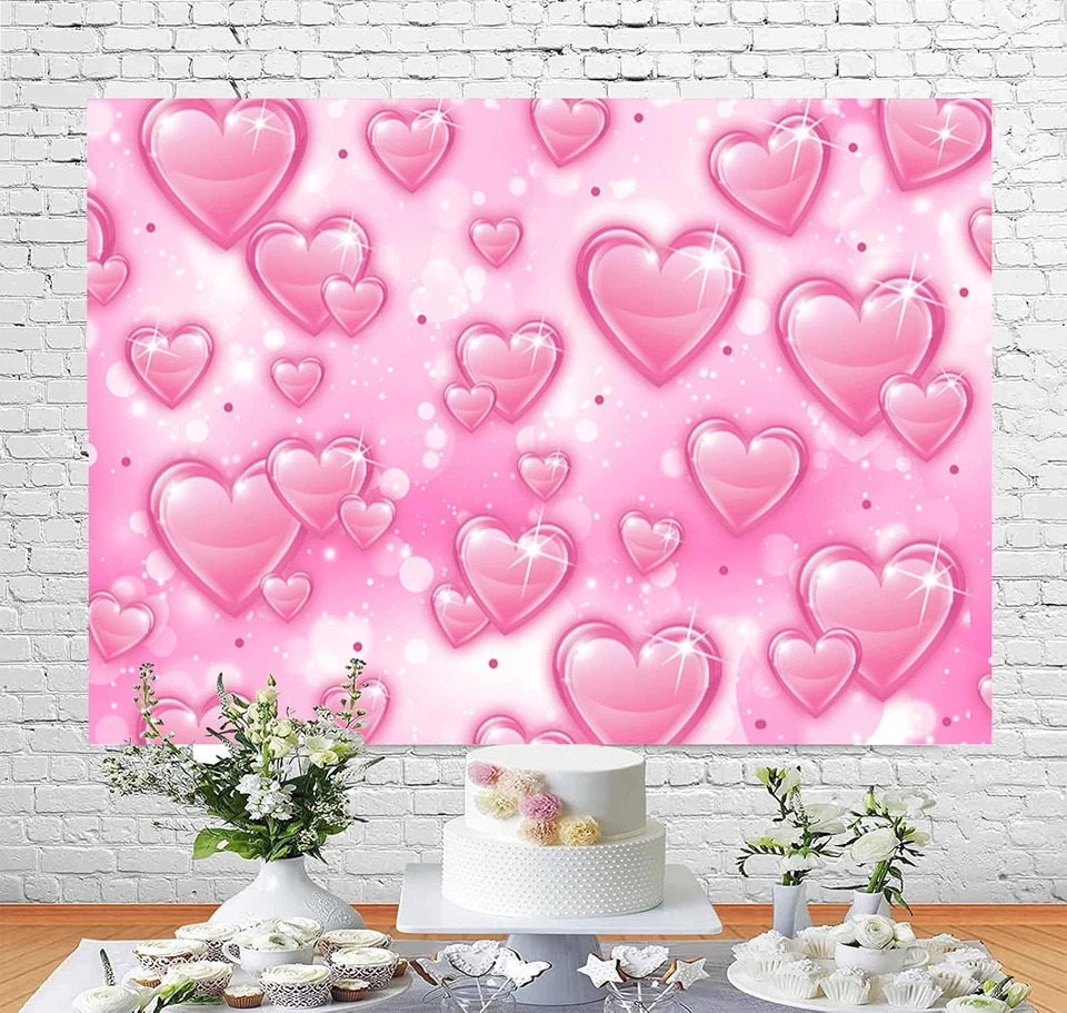 Decorações de festa coração rosa início dos anos 2000 Y2K, anos 90 cenários old school f - Imagem 4 de 4