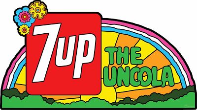 SEVEN UP RAINBOW FLOWERS 7UP SODA POP SOFT DRINK 36'' HEAVY DUTY USA METAL SIGN